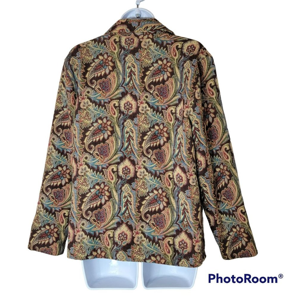 Coldwater Creek Women's Tan Paisley & Floral Pattern Blazer Size Large - Picture 2 of 7